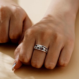 CHIC & ARTSY 925 Sterling Silver Elephant Rings Dainty Mothers Day Elephant Ring Promise Rings for Women Adjustable Animal Open Ring