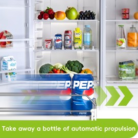 Soda Can Dispenser for Refrigerator,Self-Pushing Drink Organizer for Fridge, Width Adjustable Fridge Organization, Beer Pop Can Water Bottle Drink Dispenser for Fridge (15.1" D) White (5 Row, White)