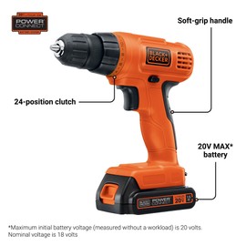 BLACK+DECKER 20V MAX* POWERECONNECT Cordless Drill/Driver + 30 pc. Kit (LD120VA)