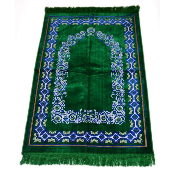 Islamic Prayer Rugs Made in Turkey with Fine Velvet (Green)