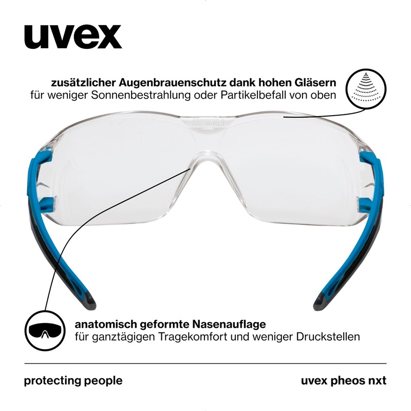 Uvex pheos nxt - premium safety glasses - anti-fog interior,
