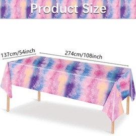 MaitianGuyou 3-Pack Tie Dye Tablecloth,Plastic Rectangular 54"x108" Colorful Rainbow Theme Table Cover for Tie Die Themed Party, Kitchen Dining Room Family Supplies (3)