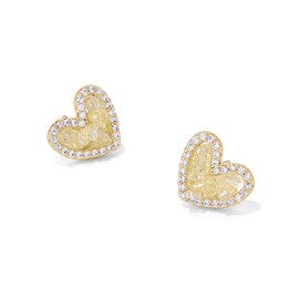 Yudisho Crystal Heart Earrings for Women, Anti-Allergy, Compact Earrings, Yellow Crystal Earrings, 0.43in*0.51in, Plastic, created citrine