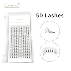 JINYANHUA Premade Eyelash Fans Extension 8-15mm Length 4d/5d/6d/7d/8d 0.07mm Short Stem Handmade Fans Premade Professional Eyelash Extensions Faux Mink (14mm, 5D-0.07-D)