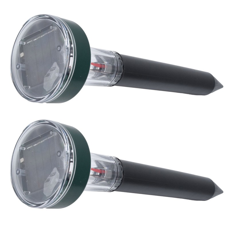 2PCS LED Mouse Expeller Ultrasonic Solar Snake Repeller Ground Insertion