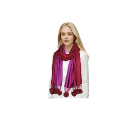 Sumato Womens Soft Transition Gradient Scarf Women's Autumn and Winter Double-Sided Cashmere Feel Scarves with Pom Poms Plum