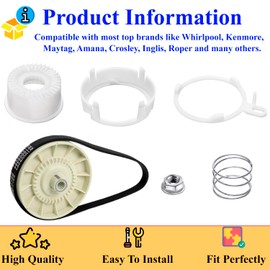 W10721967 Washer Pulley Clutch Kit & W10006384 Drive Belt by Amlits - Compatible for Whirlpool Kenmore Maytag washing machine Replaces PS10057144 W10006354 W10006356 W10239973 WTW5000DW1 MVWX655DW1