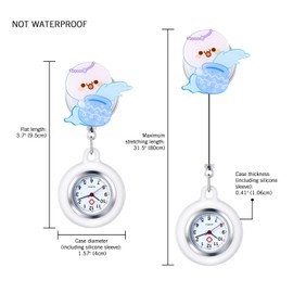 Lancardo Schwesteruhren Krankenschwester Uhren mit Pin Klipp Analog Quarzwerk Anstecker Fobuhr, Cartoon Silikon Pflegeruhr für Doktor Pfleger Schwesteruhr