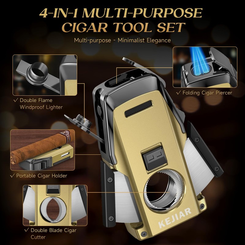 KEJIAR Cigar Lighter, Multi-Purpose Cigar Torch Lighter, Refillable Butane Torch