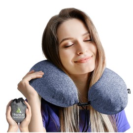 Hikenture Neck Pillow, Airplane, 15s Inflatable, 2.4 oz (70 g), Air Pillow, Washable, Size Adjustable, Convenient to Carry, Suitable for Airplanes, Cars, Bullet Trains, Buses, U-Shaped, Portable