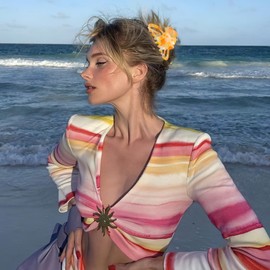 Hair Clips for Women,6PCS Big Flower Claw Clips for Thick Thin Hair,Strong Hold Cute Hair Accessories for Girls,Nonslip Beach Vacation Essentials Summer Accessories (vivid)