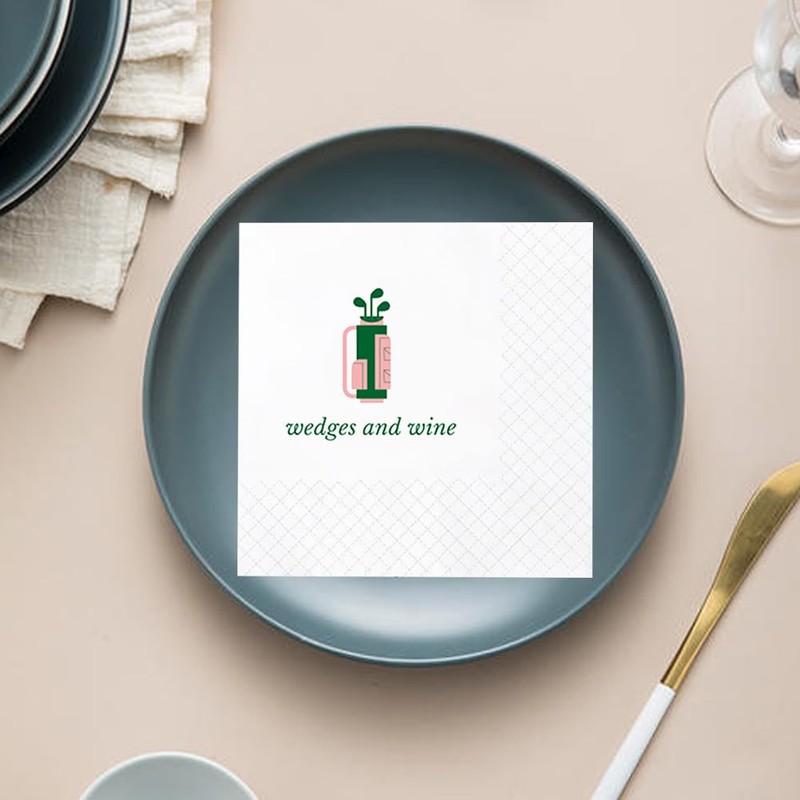 Geloar Funny Golf Cocktail Napkins (Wedges And Wine & Fore