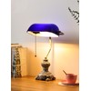 Newrays Retro Blue Glass Bankers Desk Lamp for Home Office,Library