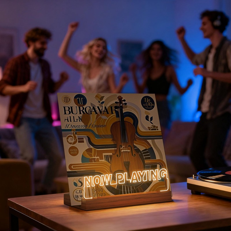 YuanDian Now Playing Record Stand Record Display Wooden Acrylic LED
