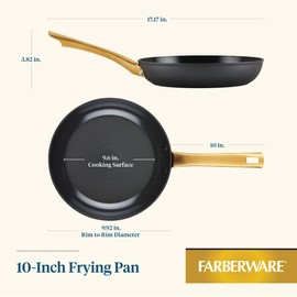 Farberware Forged Induction Ceramic Cookware Nonstick Frying Pan/Skillet, Dishwasher Safe, Suitable for All Stovetops, 10 Inch Fry Pan - Black and Gold