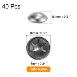 sourcing map 40PCS 65Mn Steel Push on Push Nut Caps 0.24 Inch Axle Push Nut Fastener for Hand Trucks, Lawn Wagons, and Rolling Bins, M6 x 16mm