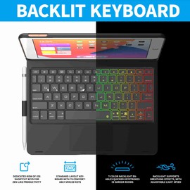 Tablet Bluetooth Keyboard 360 Degree Rotating Colorful Backlight Sensitive Touchpad Tablet Keyboard for IOS Tablet