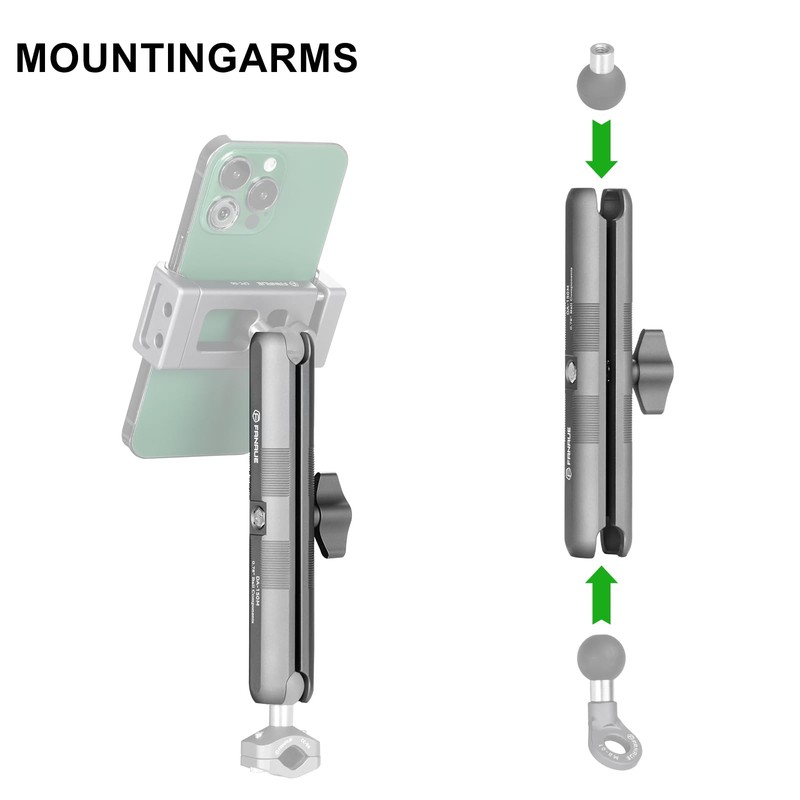 FANAUE Aluminum Mounting Arm - Dual 20mm Socket Ends for