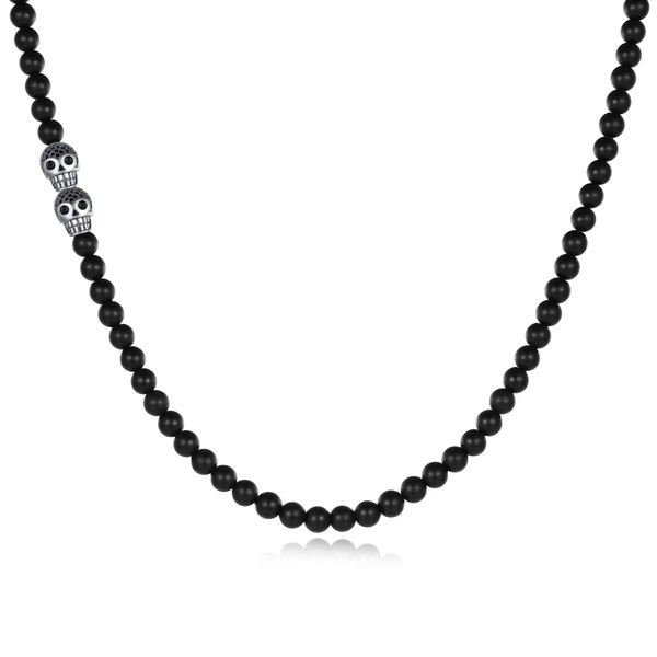 GAVU Skull Matte Onyx Men's Crystal Necklace 50cm