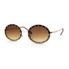 Pimp Rhinestone Frame Oval Rimless Metal Rim Sunglasses Gold Brown