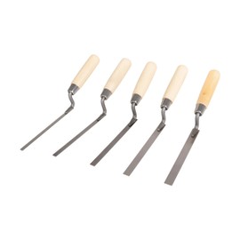 5 PCS Professional Masonry Tools, Tuck Pointer Trowel Set, 1/4’’, 5/16’’, 3/8’’, 1/2’’, 9/16’’ Tuck Pointing Trowel Brick Jointer Cement with Wood Handle, Mortar Repair for Tuck Pointing