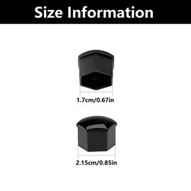 WQEDVN 20 PCS Wheel Nut Covers, Car Wheel Nut Covers, Wheel Nut Caps, 17mm Wheel Nut Covers, Universal Wheel Bolt Covers with Removal Tool (Black, 17mm)