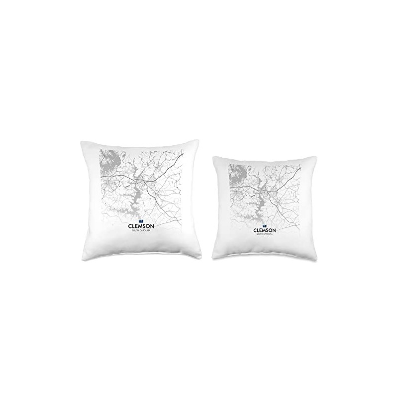 Clemson SC map travel souvenir Throw Pillow