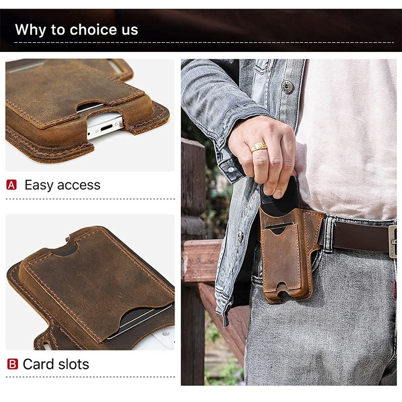 Hiram Custodia per cellulare in Pelle da Uomo Custodia universal