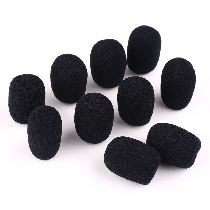 Headphone Replacement Microphone Sponge Black Windshield 30x8mm Pack of 10