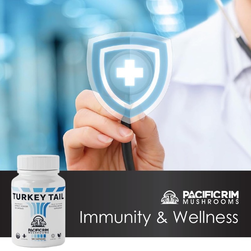 Pacific Rim Mushrooms Turkey Tail Supplement | High Potency 10:1