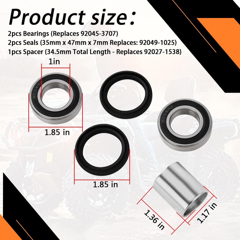 Ciuouient Front Axle Wheel Bearing & Seal Kit Compatible with