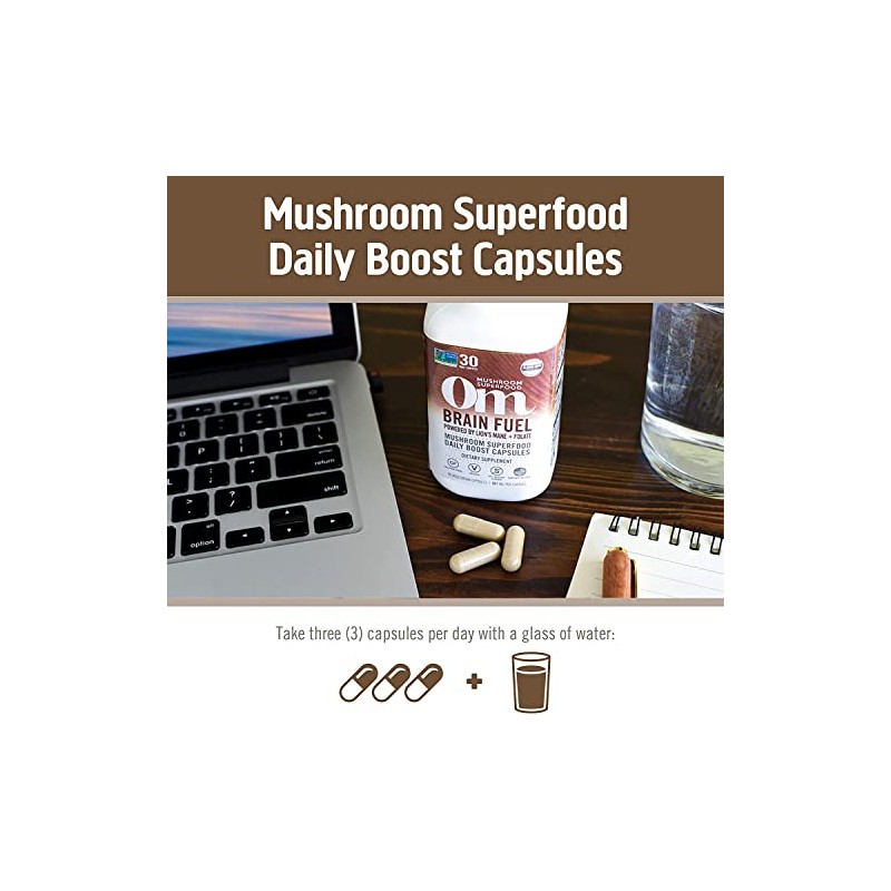 Om Organic Mushroom Nutrition Brain Fuel Superfood Daily Boost Capsule,