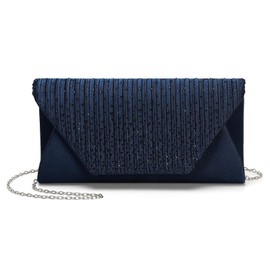 DTGN Evening Bags Clutch Purses for Women Formal, Purse Handbag Crossbody Bag Crystal Rhinestone with Chain Strap Shoulder Bag Sparkly for Wedding Guest Party Deep Blue