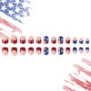24Pcs 4th of July Press on Nails Short Square French