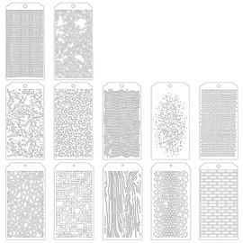 Nagoyuki 12 Pieces Stencils for Crafts, Brick Dot Layering Stencils Mixed Media Art Texture Stencils for Painting on Card Making