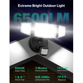iMaihom 65W LED Security Lights Motion Sensor Outdoor, Dusk to Dawn Flood Lighting, 6500LM Motion Detected Floodlights for Outside, IP65 Waterproof Motion Lights for Garage,Yard (Hardwired)