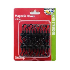 Magnetic Hooks, 40 Pieces, Black, for Hanging Signs, Lights, Tools, Christmas and Garden Decorations for Metal and gutters Outdoor - UV and Outdoor Compatible