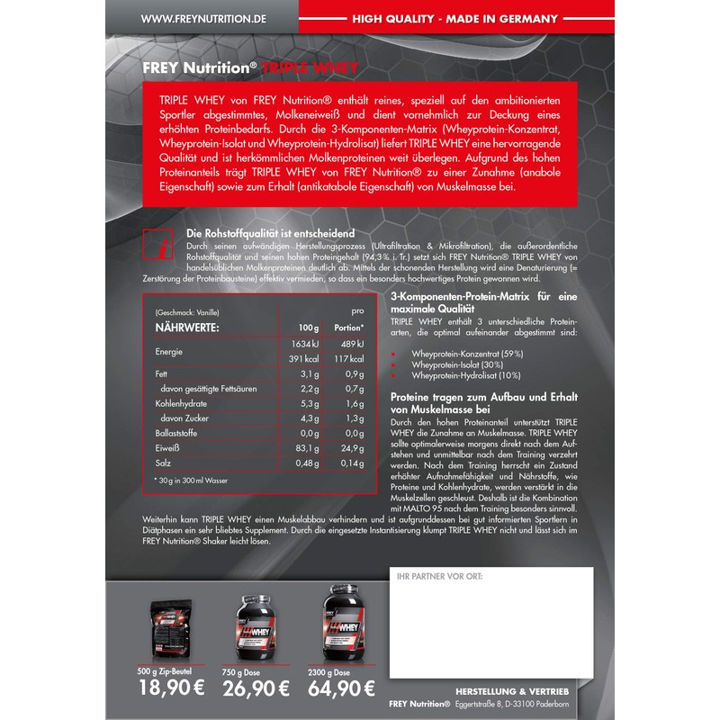 Frey Nutrition Triple Whey Neutral and ends, 1 Pack (1