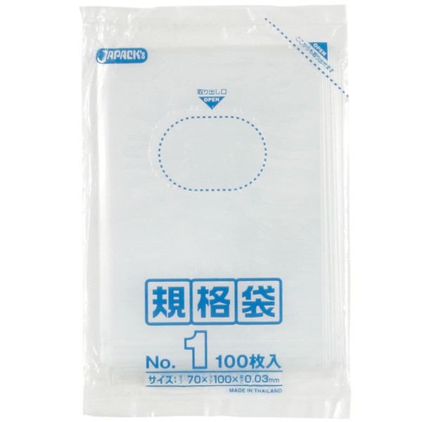 Japax K-01 Plastic Bags, Transparent, Height 3.9 x Width 2.4