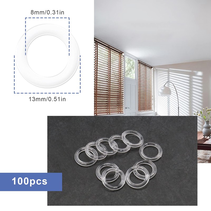 ECSiNG Pack of 100 Roman Blind Curtain Rings Curtain Circle