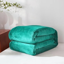 Super Soft Warm & Plush Flannel Fleece Bed Throw Blanket, Full Size: 80"x78" Aqua Blue Color | Lightweight Machine-Washable Shed Fade & Shrink Resistant All Seasons Aesthetic Bedding