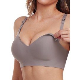 Vinfact Smooth Nursing Bras for Breastfeeding Seamless Maternity Bras for Pregnancy Wireless Bralette with Extra Bra Extender - 3X-Large, Gray