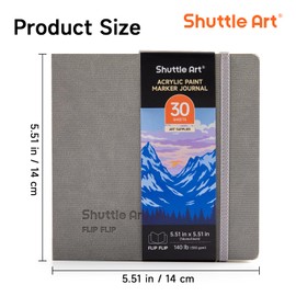 Shuttle Art スケッチブック アクリルマーカー用 30枚 約14cm×14cm 60ページ 水彩紙 300gsm 厚手 裏写り防止 無酸 180度フラット開き 保護シート付き アクリルペン用 水彩画用 アーティスト 初心者 携帯便利 プレゼント
