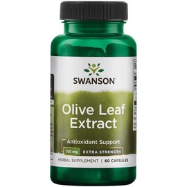 Swanson Olive Leaf Extract Capsules with 20% Oleuropein - Provides Immune Support, Promotes Cardiovascular System Health, and Supports Healthy Blood Pressure - (60 Capsules, 750mg Each)