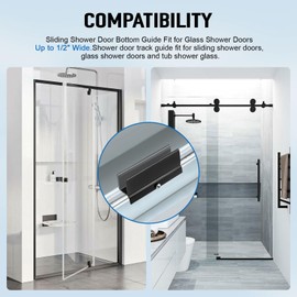 Sliding Shower Door Bottom Guide Fit for Glass Sliding Shower Doors Up to 1/2" Wide - Shower Door Plastic Track Guide 1/2" Wide X 3" Long - Sliding Door Replacement Parts, 2pcs
