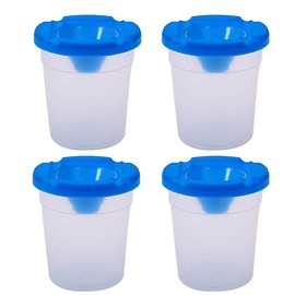4Pcs Non Spill Paint Pots with Lids Plastic for Kids Arts & Crafts Painting Supplies (Blue)