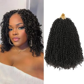 NAYOO Pre-Looped Yanky Twist Crochet Hair - 10 Inch 8 Packs (30 Stands/Pack) Spring Mini Twist Short Bob Passion Twist with Curly Ends Synthetic Pre-Looped Crochet Hair for Black Women (10 Inch, 4#)