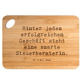 Mr. & Mrs. Panda Bambus - Schneidebrett Spruch Hinter jedem erfolgreichen Geschäft Steht eine smarte Steuerberaterin. - Geschenk, Holzbretter,