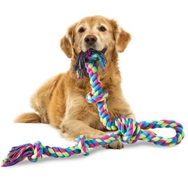 Aitmexcn Dog Rope Toys for Large/Medium Aggressive Chewers, Tough Rope Chew Toy with Easy Hold Handle, Indestructible Natural Cotton Rope, Tug of War Dog Pull Rope Teeth Cleaning