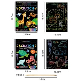 Georgie Porgy Scratch Picture Set DIY Craft Sets for Children Magic Scratch Paper Notebook Easter Christmas Birthday Gift for Boys Girls (Animal Sea World)